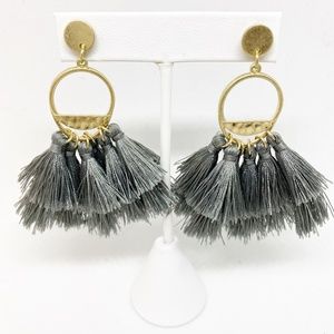 Gold & Gray Tassel Earrings